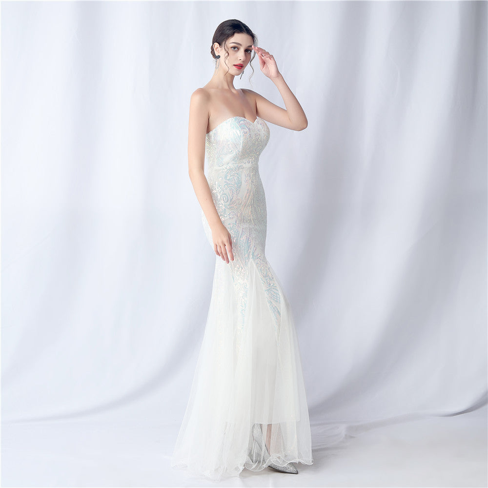 2024 Floral Sequin & Tulle Gown for Weddings & Banquets