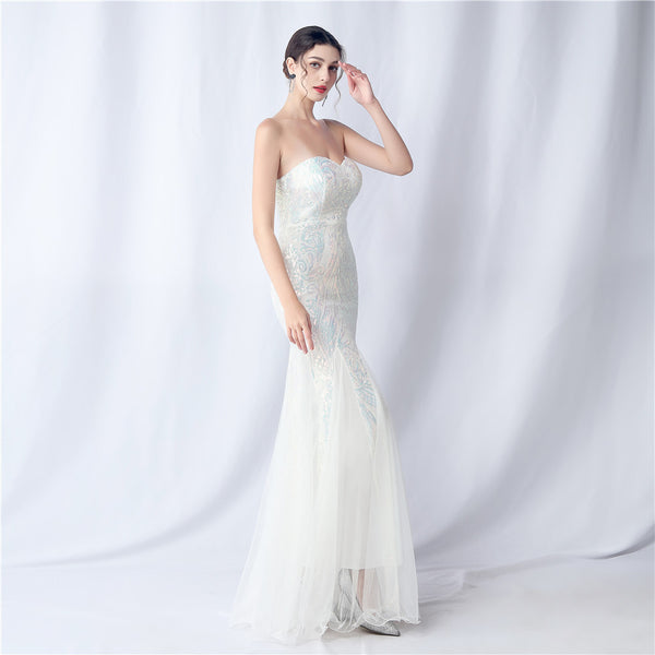 2024 Floral Sequin & Tulle Gown for Weddings & Banquets