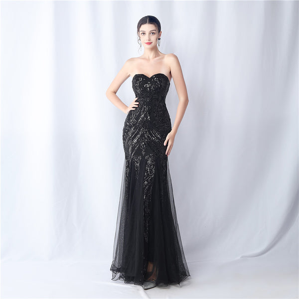 2024 Floral Sequin & Tulle Gown for Weddings & Banquets