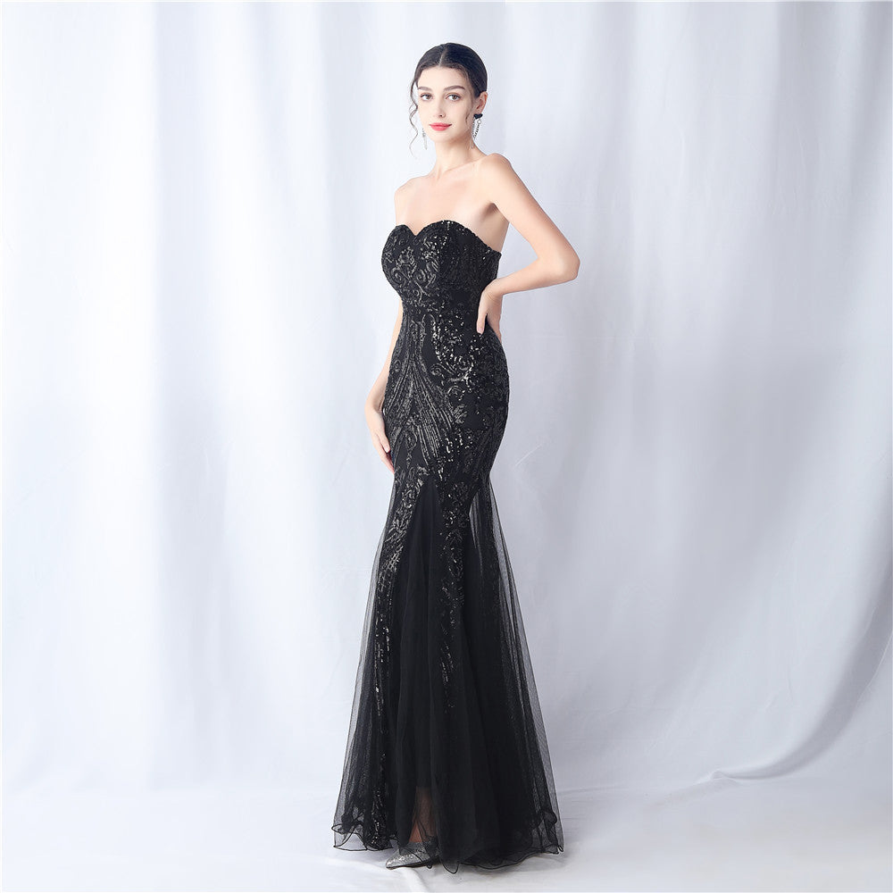 2024 Floral Sequin & Tulle Gown for Weddings & Banquets