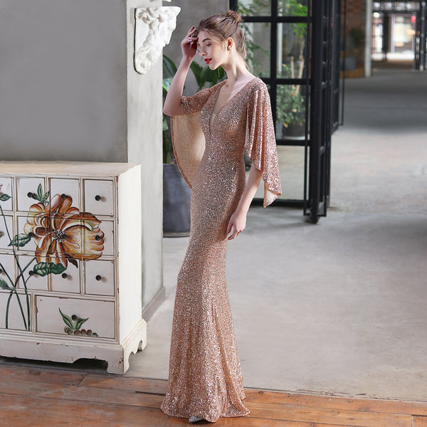 Angel Wing Sequin Mermaid Gown for Summer Galas