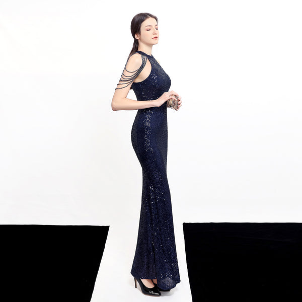 Dazzling Halter-Neck Sequin Mermaid Gown