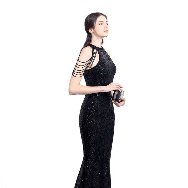 Dazzling Halter-Neck Sequin Mermaid Gown