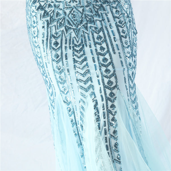 High-End Sequin & Tulle Gown with Floral Beadwork