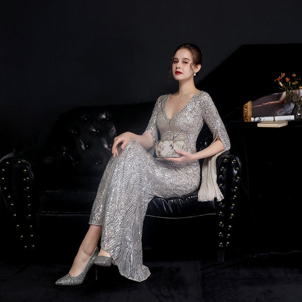 Elegant Sequin Mermaid Gown for Banquets & Parties