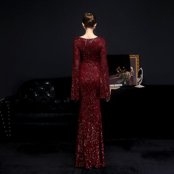Elegant Sequin Mermaid Gown for Banquets & Parties