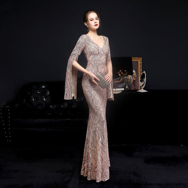 Elegant Sequin Mermaid Gown for Banquets & Parties