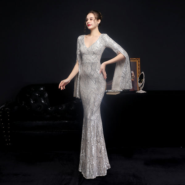 Elegant Sequin Mermaid Gown for Banquets & Parties