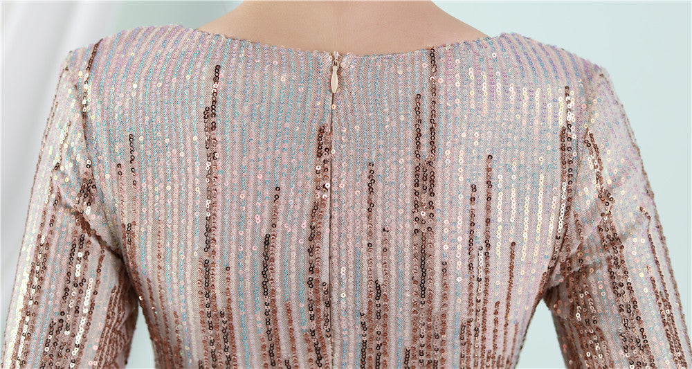 2022 Gradient Sequin Long-Sleeve Gown for Weddings