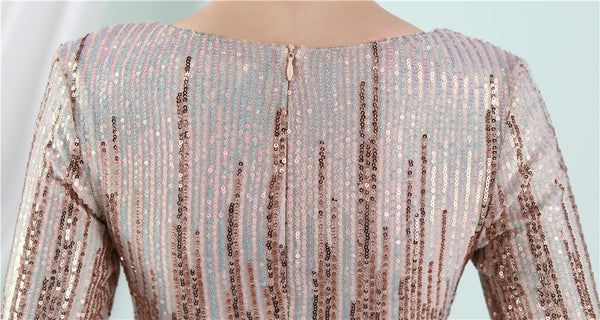 2022 Gradient Sequin Long-Sleeve Gown for Weddings