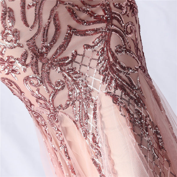 2024 High-End Gown with Floral Sequins & Beadwork