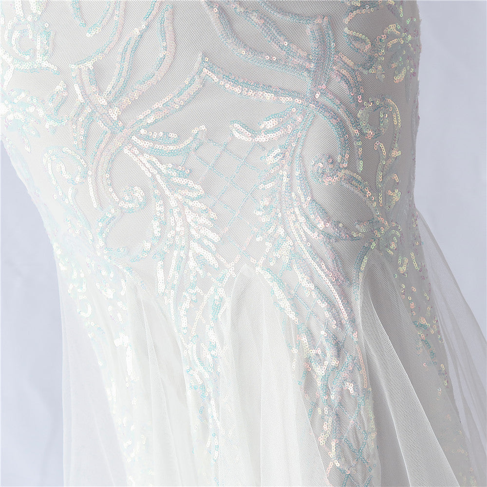 2024 High-End Gown with Floral Sequins & Beadwork