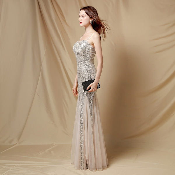 Long Bridal Mermaid Gown with Slit for Wedding Banquets