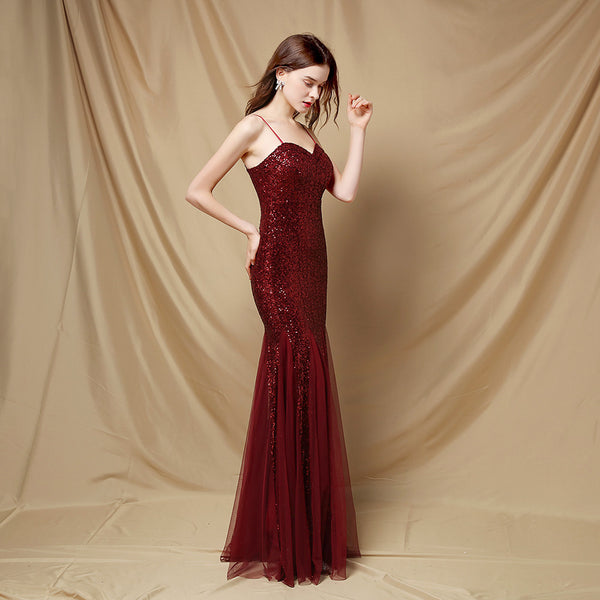 Long Bridal Mermaid Gown with Slit for Wedding Banquets