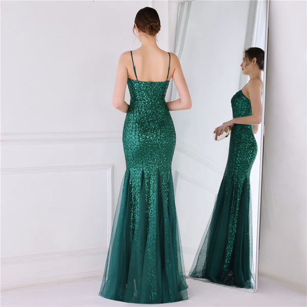 Long Bridal Mermaid Gown with Slit for Wedding Banquets