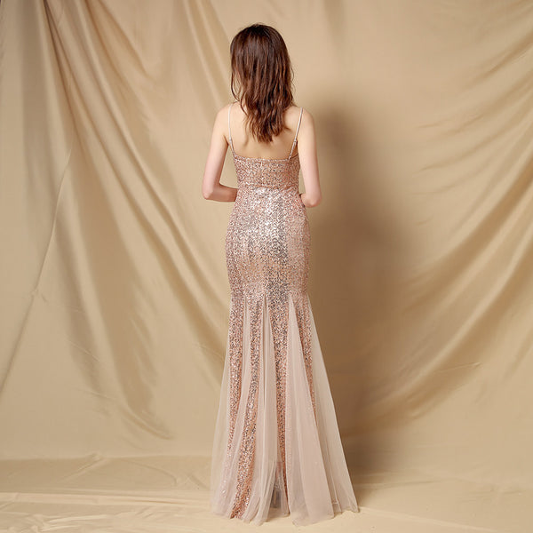 Long Bridal Mermaid Gown with Slit for Wedding Banquets