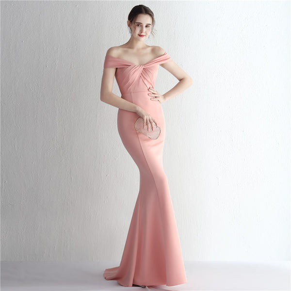 Elegant off-the-Shoulder Satin Mermaid Gown