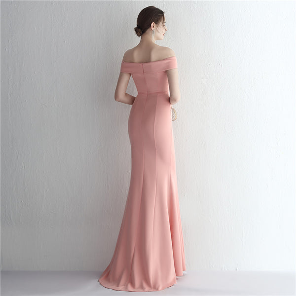 Elegant off-the-Shoulder Satin Mermaid Gown