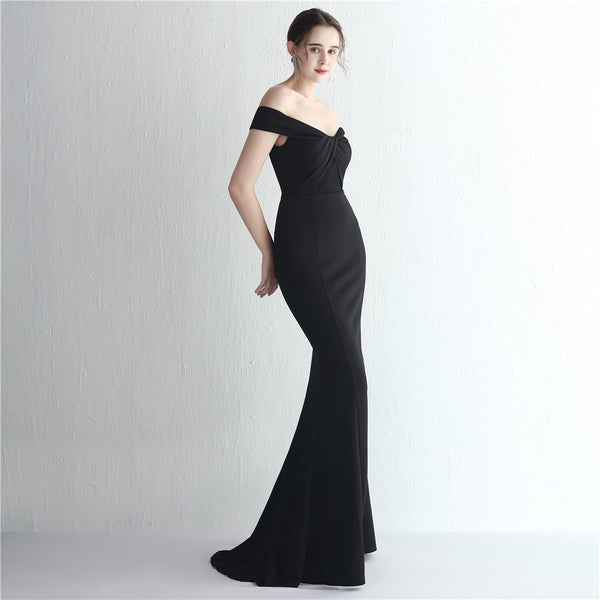 Elegant off-the-Shoulder Satin Mermaid Gown