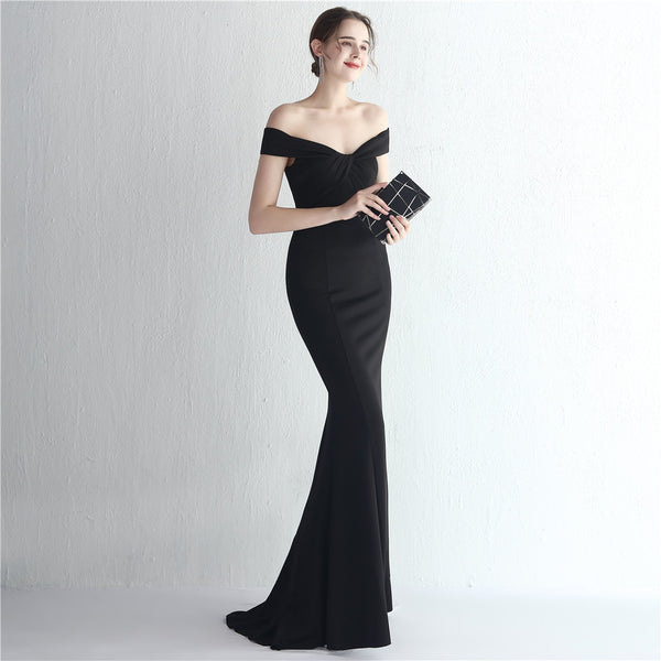 Elegant off-the-Shoulder Satin Mermaid Gown