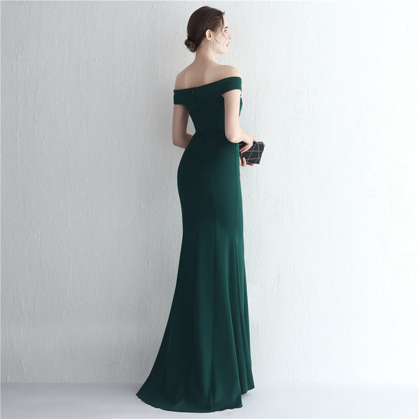 Elegant off-the-Shoulder Satin Mermaid Gown
