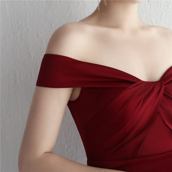 Elegant off-the-Shoulder Satin Mermaid Gown