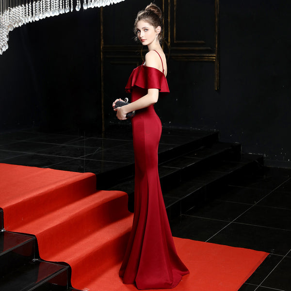 Spaghetti Straps Mermaid Evening Gown