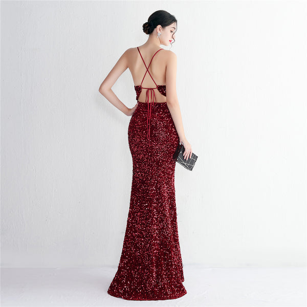 Sassy Spaghetti straps Sheath Evening Gown