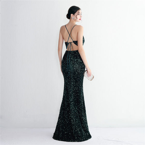 Sassy Spaghetti straps Sheath Evening Gown