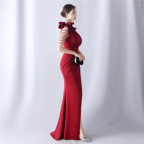 2024 High-End Evening Gown with Floral Appliqu¨¦ & Beading