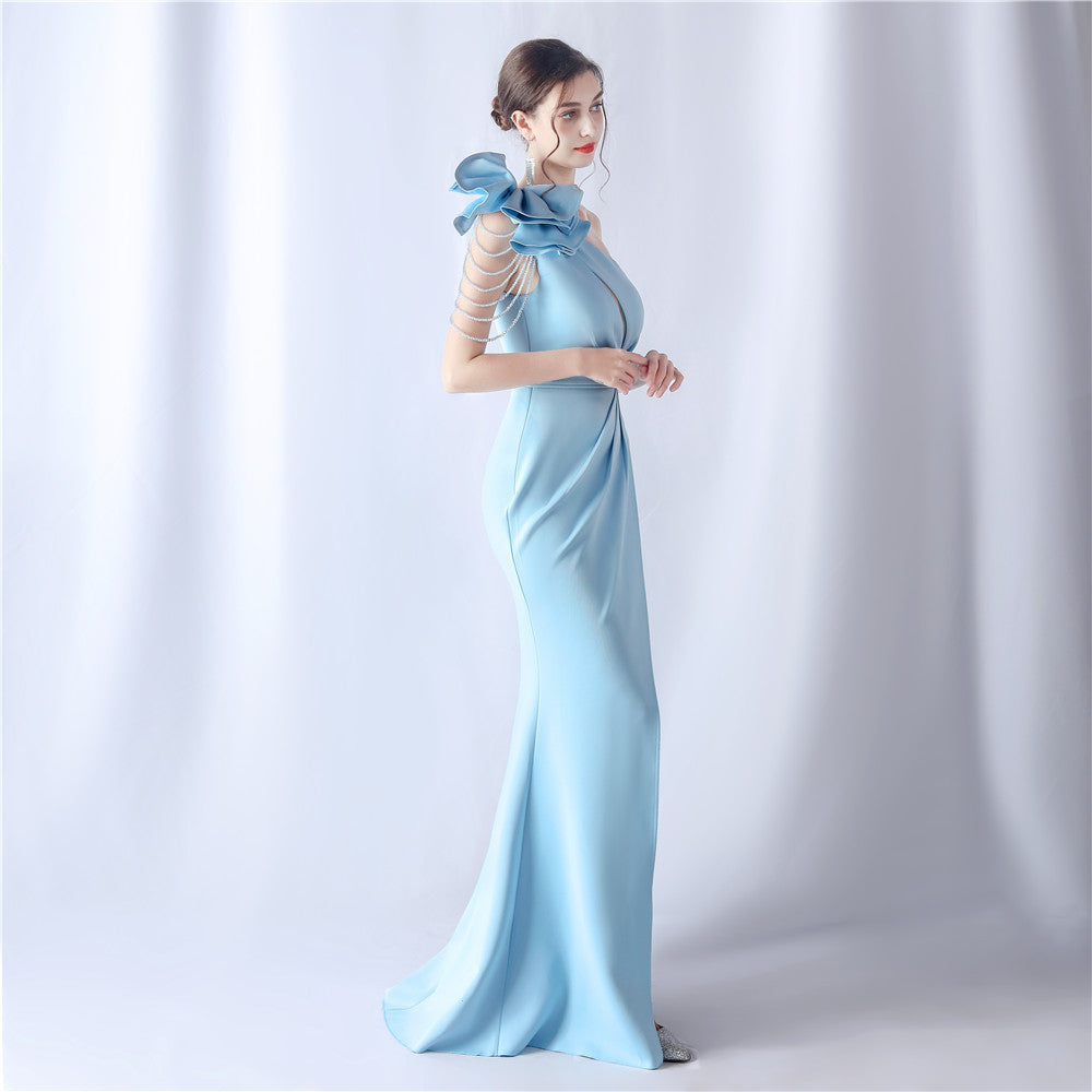 2024 High-End Evening Gown with Floral Appliqu¨¦ & Beading