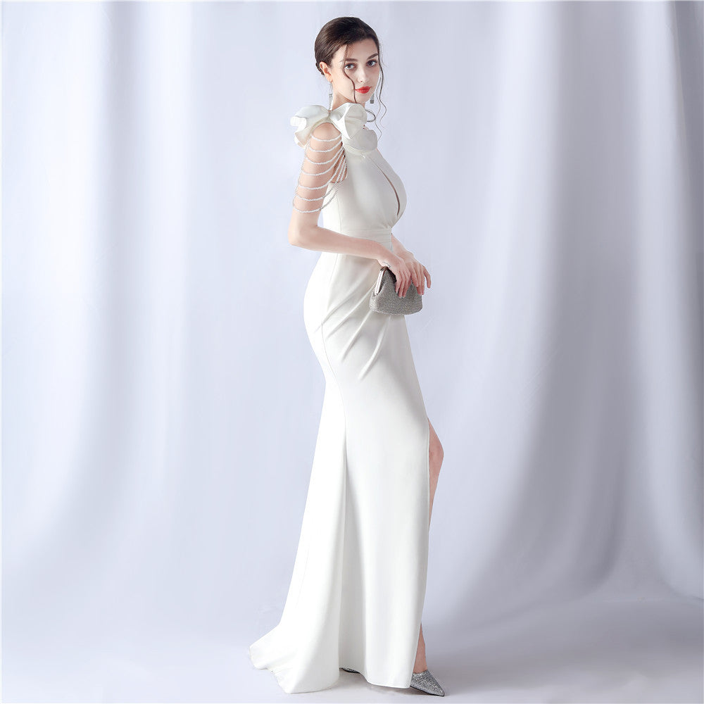2024 High-End Evening Gown with Floral Appliqu¨¦ & Beading