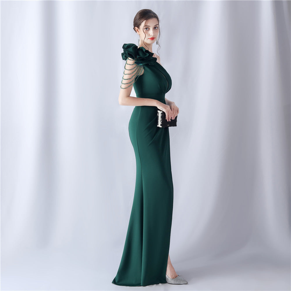 2024 High-End Evening Gown with Floral Appliqu¨¦ & Beading