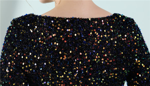 Elegant Long-Sleeve Sequin Mermaid Gown for a Daring Look