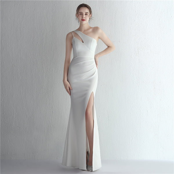 Elegant One-Shoulder Satin Mermaid Gown for Formal Events