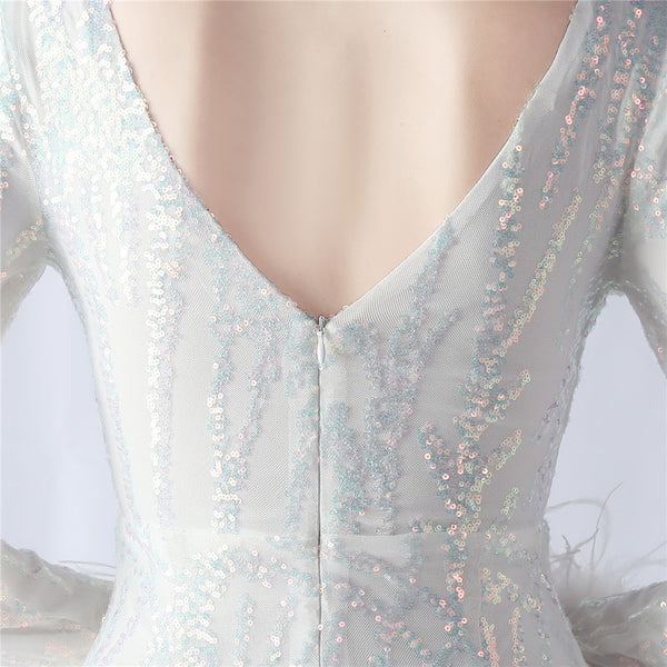 2024 High-End Gown with Ostrich Feathers, Sequins & Tulle