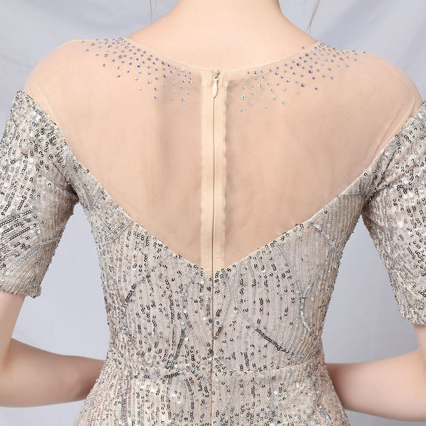 Elegant 3/4 Sleeve Sequin Mermaid Gown for a Daring Look