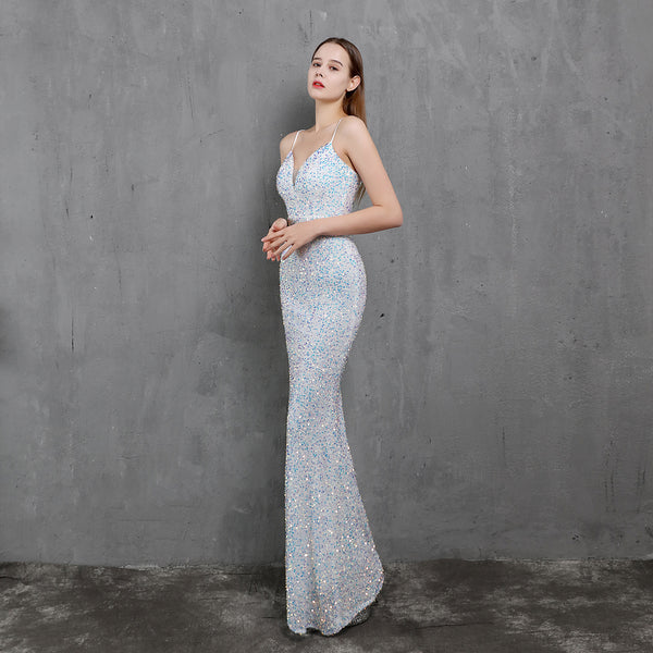 Spaghetti Straps Sequin Mermaid Gown for Parties & Weddings