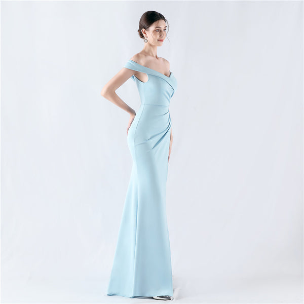 Classic One-Shoulder Satin Mermaid Gown with High Slit