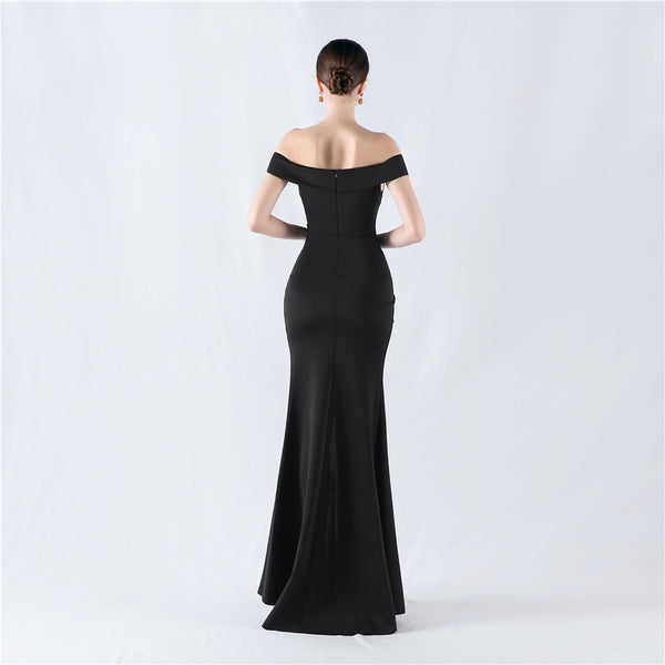 Classic One-Shoulder Satin Mermaid Gown with High Slit