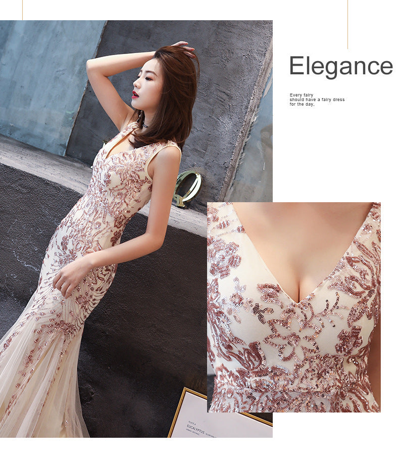 Elegant V-neck Sleeveless Mermaid Evening Gown for Galas