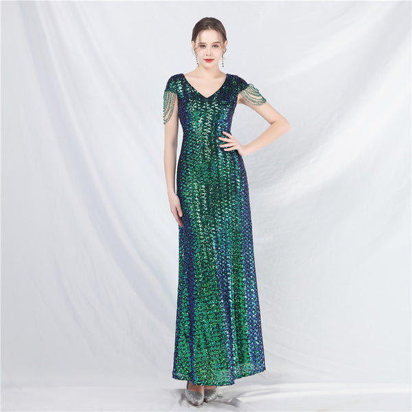 Embellished A-Line Gown with Sequins