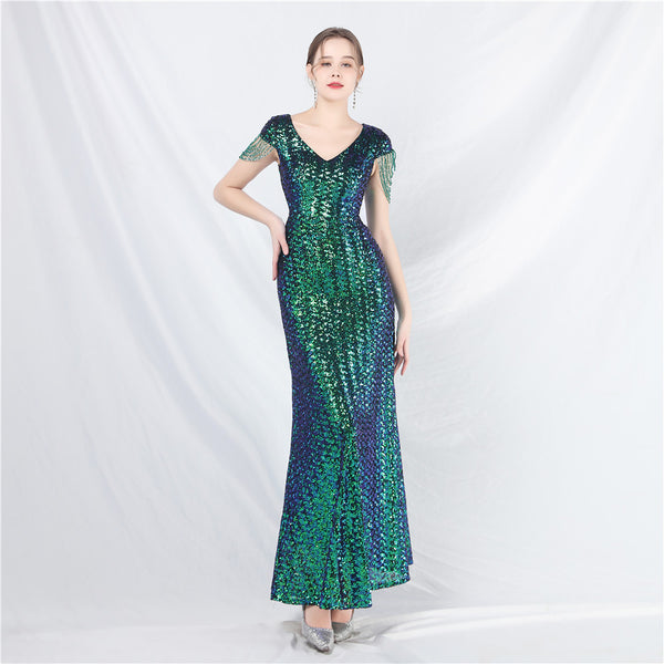 Embellished A-Line Gown with Sequins