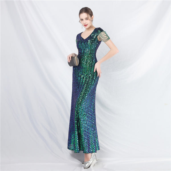Embellished A-Line Gown with Sequins