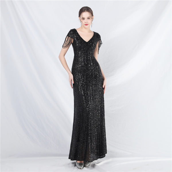 Embellished A-Line Gown with Sequins