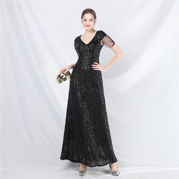 Embellished A-Line Gown with Sequins