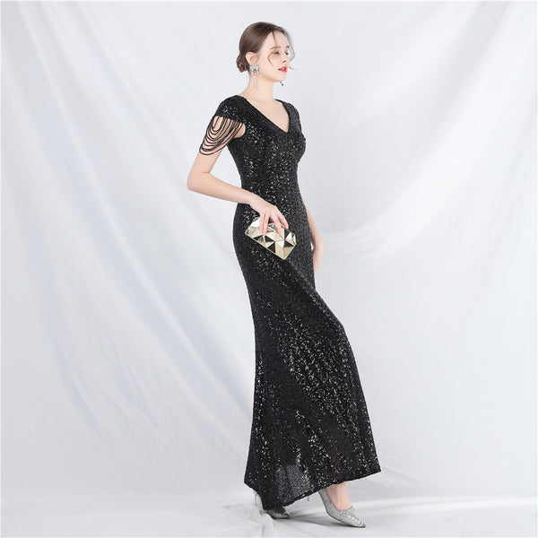 Embellished A-Line Gown with Sequins