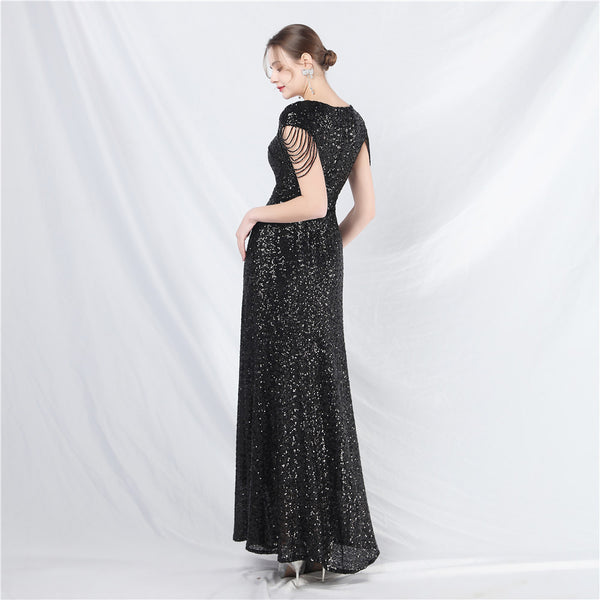 Embellished A-Line Gown with Sequins