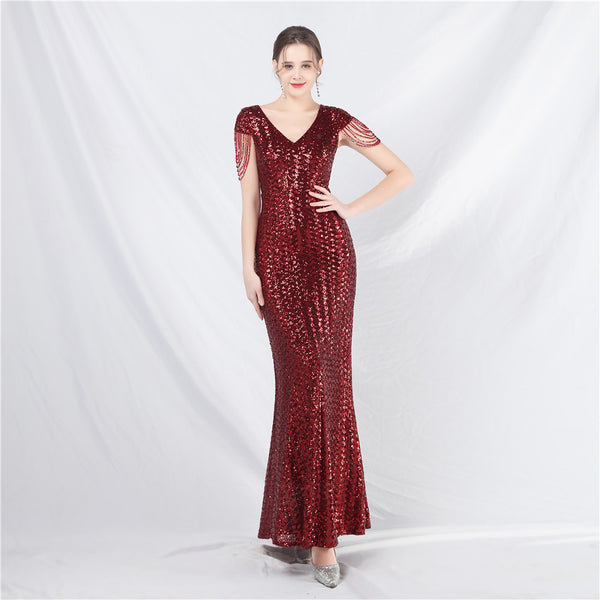 Embellished A-Line Gown with Sequins