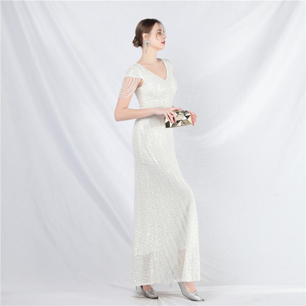 Embellished A-Line Gown with Sequins